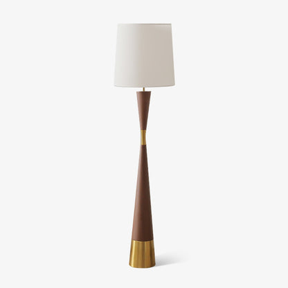 Cone Waist Floor Lamp Dia 15.7″ x H 63.4″ / Dia 40cm x H 161cm / Hydrographic Walnut Wood Grain Finish & White / US Plug
