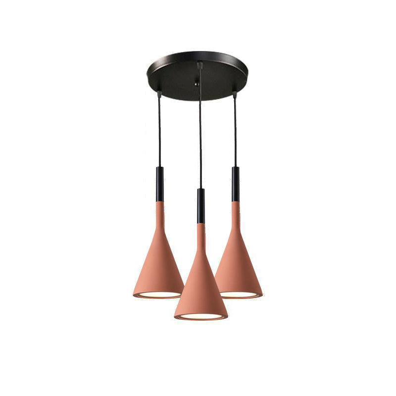 Conical Concrete Pendant Light 3Heads R / Red Pendant light