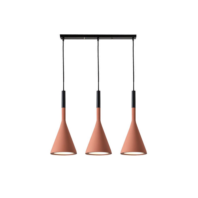 Conical Concrete Pendant Light 3Heads L / Red Pendant light