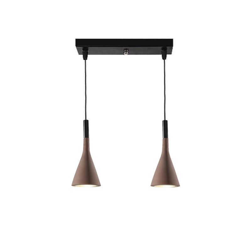 Conical Concrete Pendant Light 2Heads / Coffee Pendant light