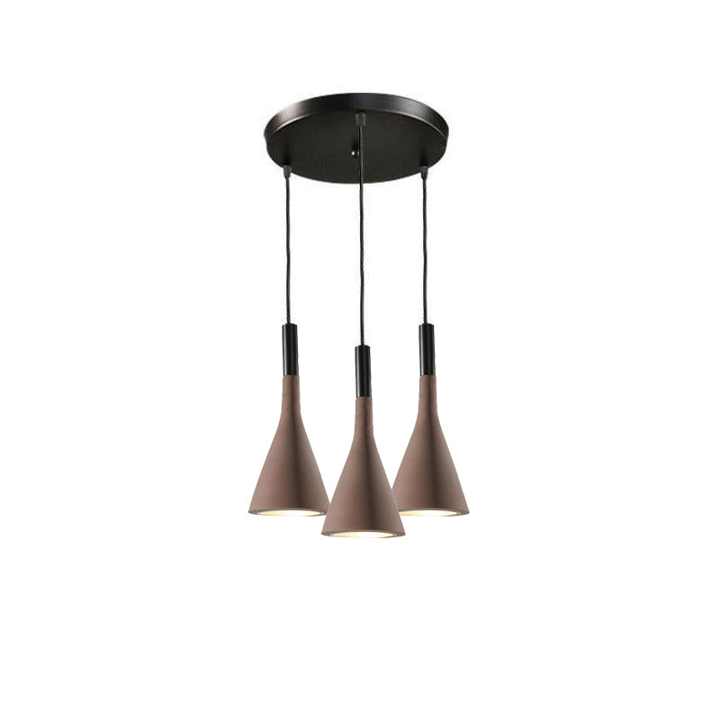 Conical Concrete Pendant Light 3Heads R / Coffee Pendant light