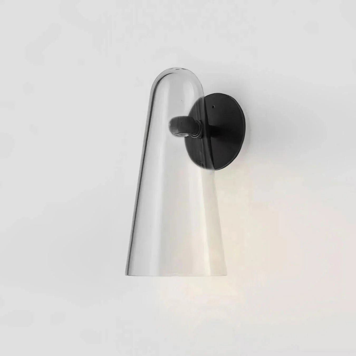 Conical Glass Wall Lamp Dia 5.1″ x H 10″ / Dia 13cm x H 25.5cm / Black & Clear / Warm Light 1001 Wall lamp