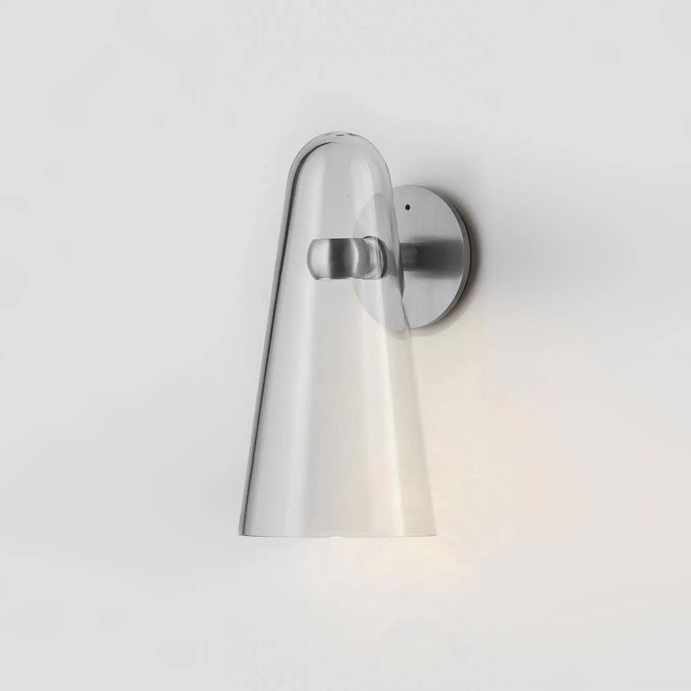 Conical Glass Wall Lamp Dia 5.1″ x H 10″ / Dia 13cm x H 25.5cm / Nickel & Clear / Warm Light 1001 Wall lamp