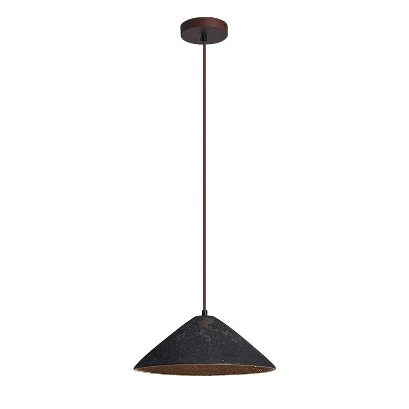 Ceramic Whisper Pendant Lamp Dia 11.8″ x H 11″ / Dia 30cm x H 11cm / Black Ceramic & Dark Wood Pendant light