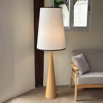 Faux Wood Conical Floor Lamp Dia 18.9″ x H 59″ / Dia 48cm x H 150cm / Hydrographic Nature Wood Grain Finish & White / US