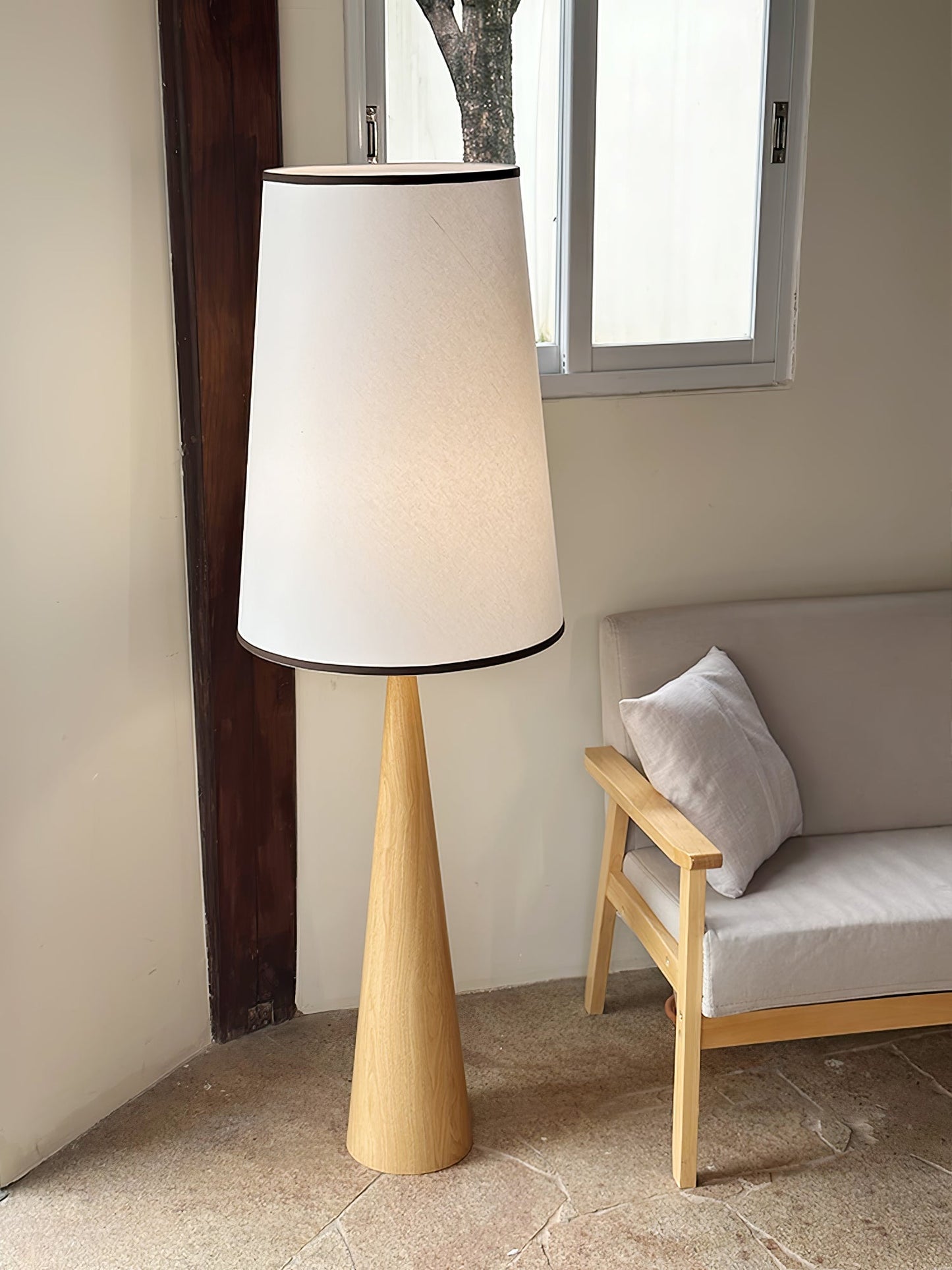 Faux Wood Conical Floor Lamp Floor lamp