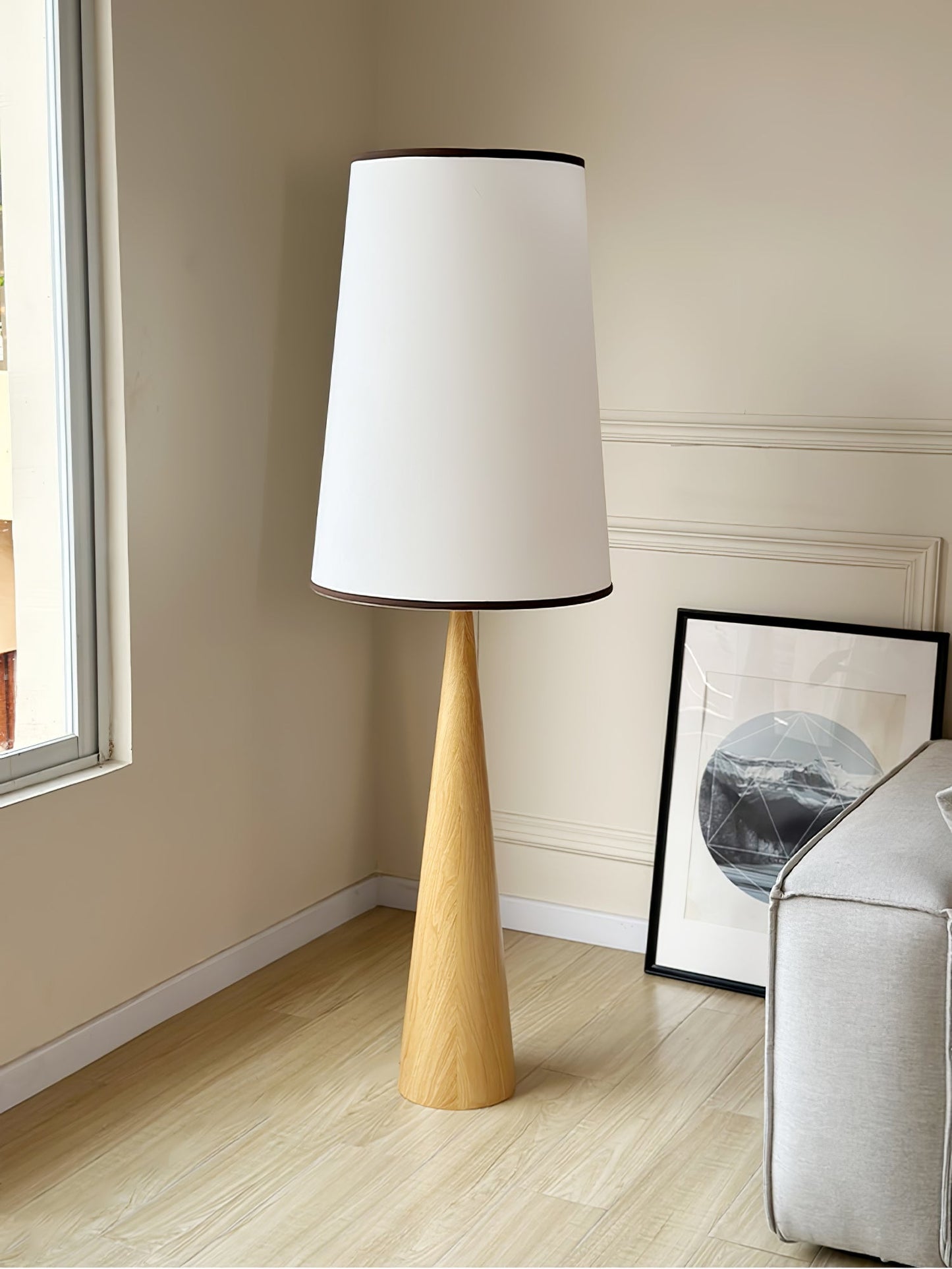 Faux Wood Conical Floor Lamp Floor lamp