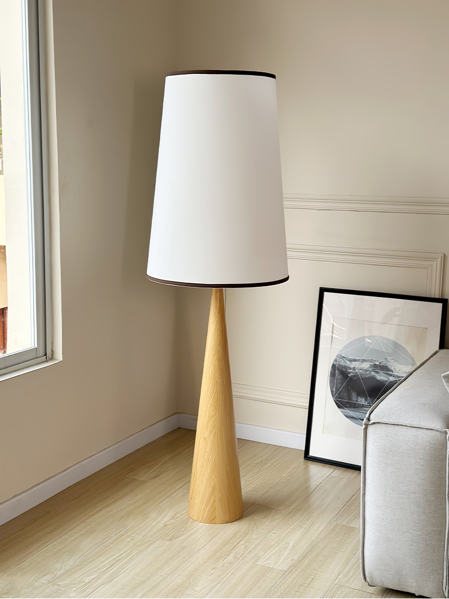 Faux Wood Conical Floor Lamp Floor lamp