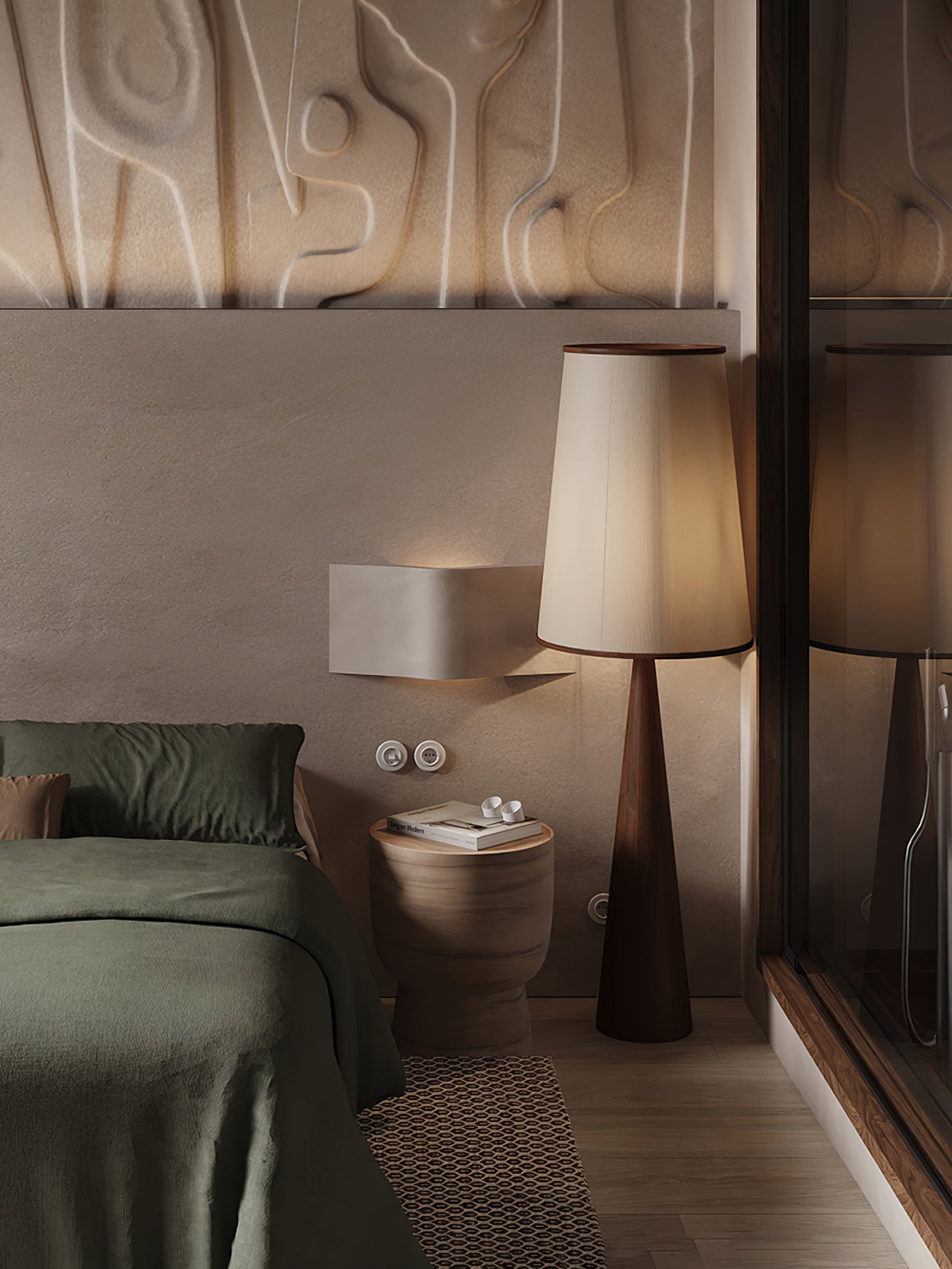 Faux Wood Conical Floor Lamp Floor lamp