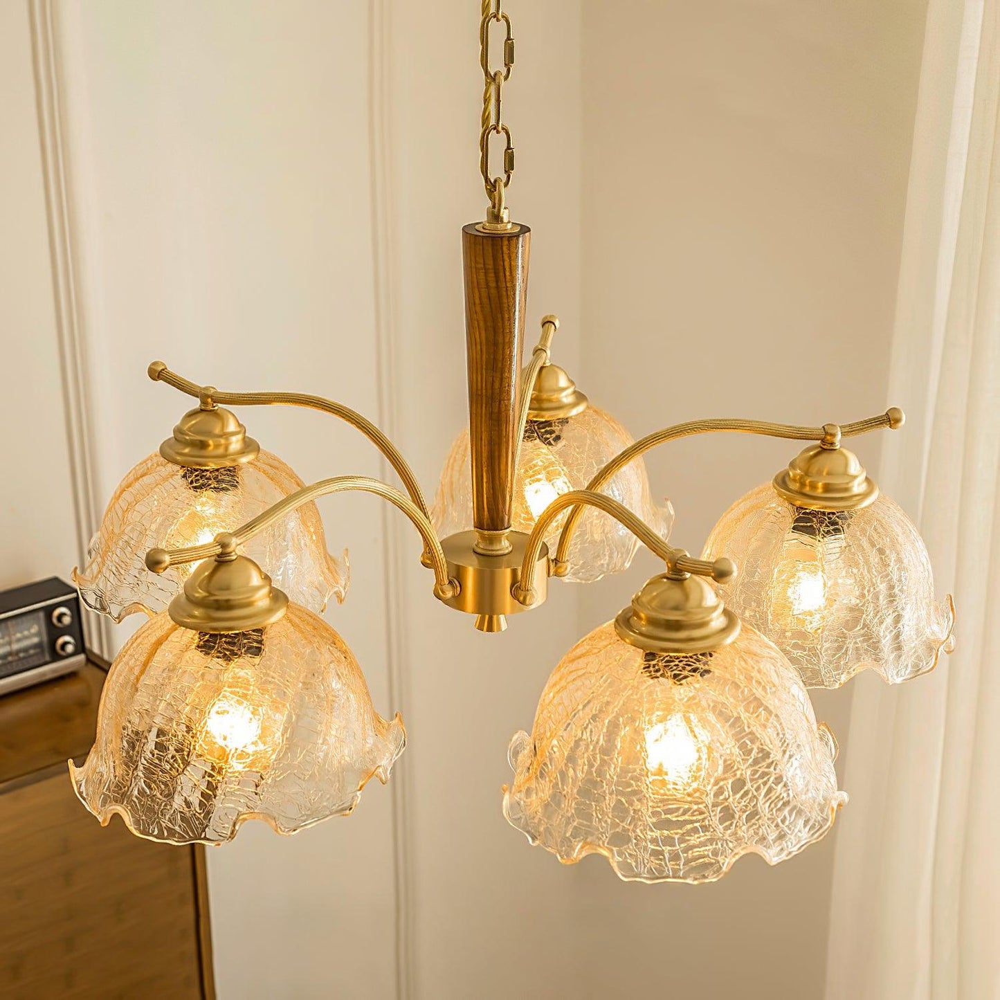 Crack Flower Chandelier 5 heads Dia 31.4″ x H 13.7″ / Dia 80cm x H 35cm / Polished brass Chandelier