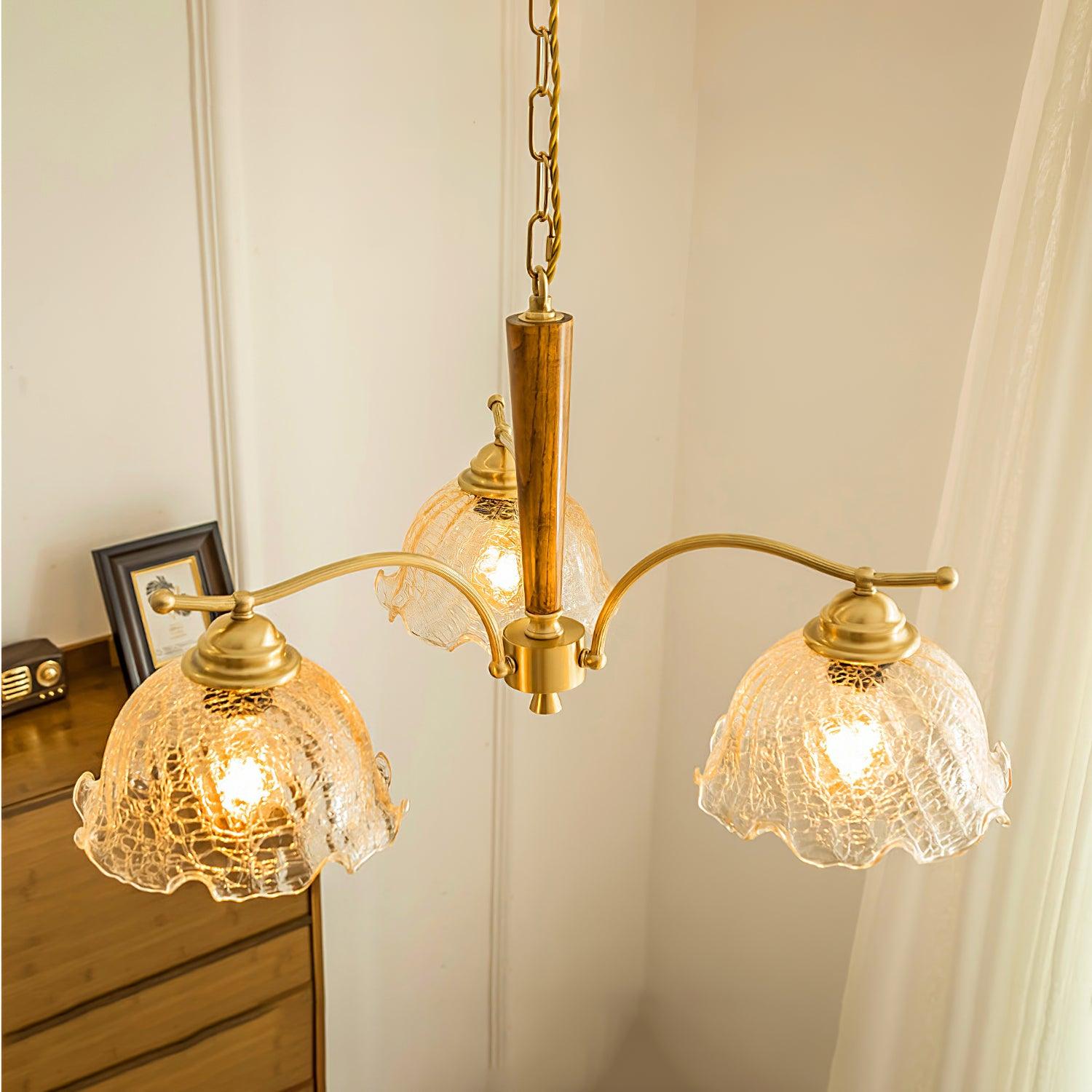 Crack Flower Chandelier 3 heads Dia 28.7″ x H 13.7″ / Dia 73cm x H 35cm / Polished brass Chandelier
