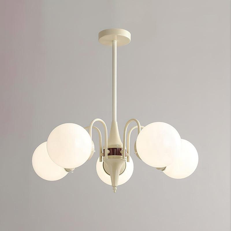 Cream Ball Chandelier 5 heads ? 25.6″ x H 9.8″ / Dia 65cm x H 25cm / Beige + Red Chandelier
