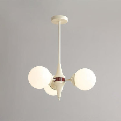 Cream Ball Chandelier 3 heads Dia 19.7″ x H 9.8″ / Dia 50cm x H 25cm / Beige + Red Chandelier