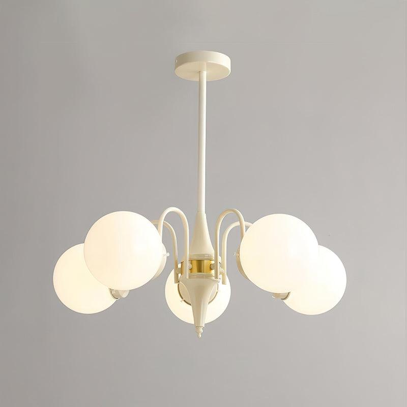 Cream Ball Chandelier 5 heads ? 25.6″ x H 9.8″ / Dia 65cm x H 25cm / Beige + Gold Chandelier