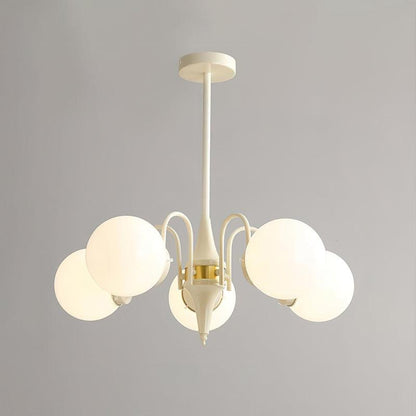 Cream Ball Chandelier 5 heads ? 25.6″ x H 9.8″ / Dia 65cm x H 25cm / Beige + Gold Chandelier