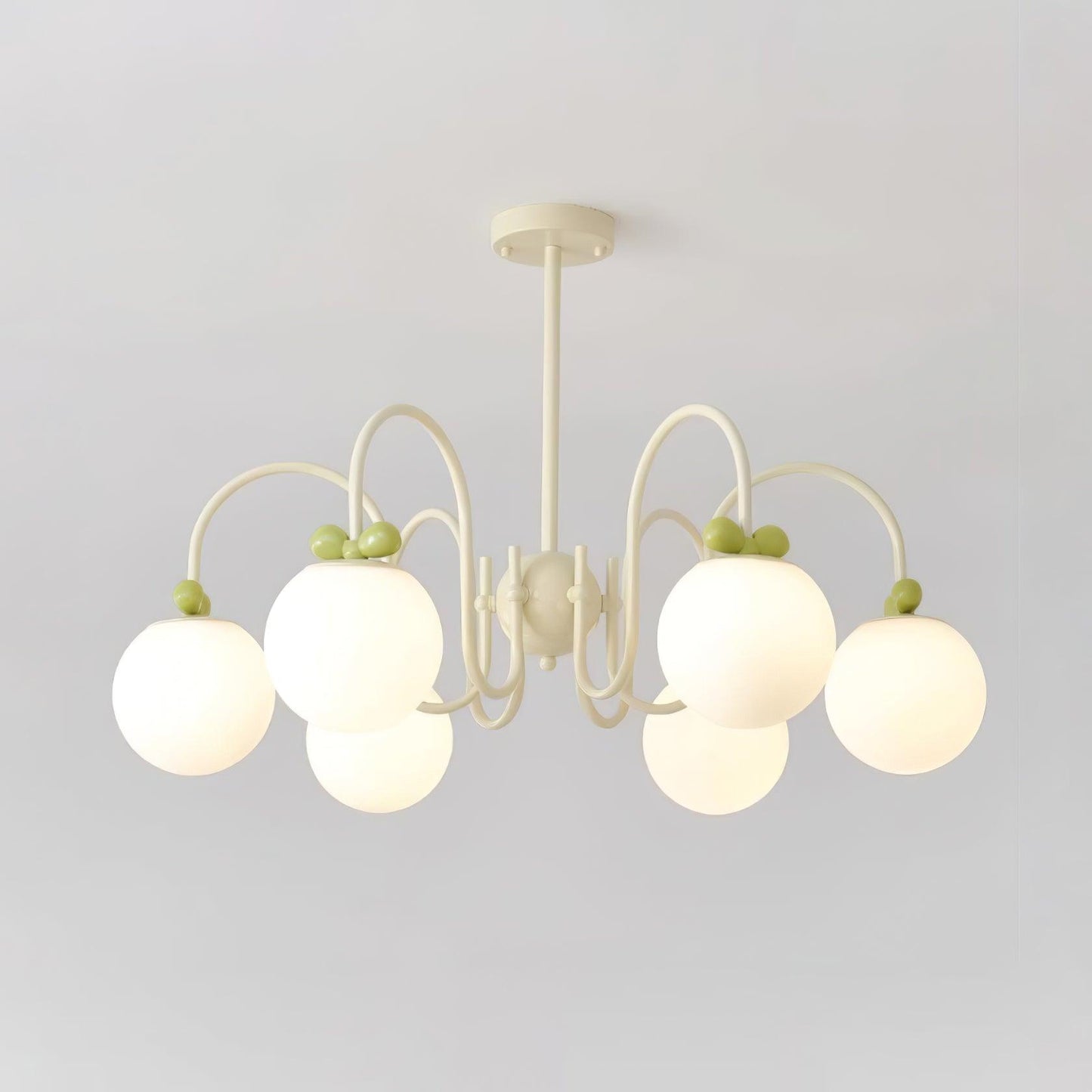 Cream Cherry Chandelier 6 heads ? 31.5″ x H 15.7″ / Dia 80cm x H 40cm / Creamy & White glass Chandelier