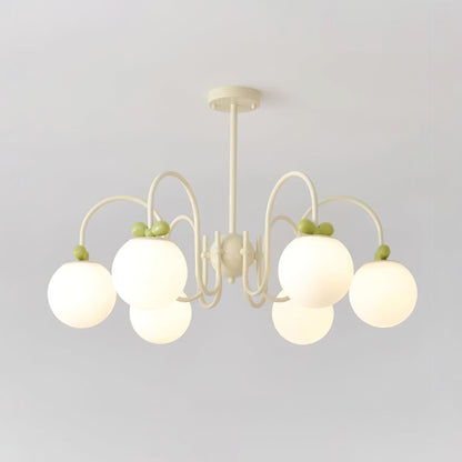 Cream Cherry Chandelier 6 heads ? 31.5″ x H 15.7″ / Dia 80cm x H 40cm / Creamy & White glass Chandelier