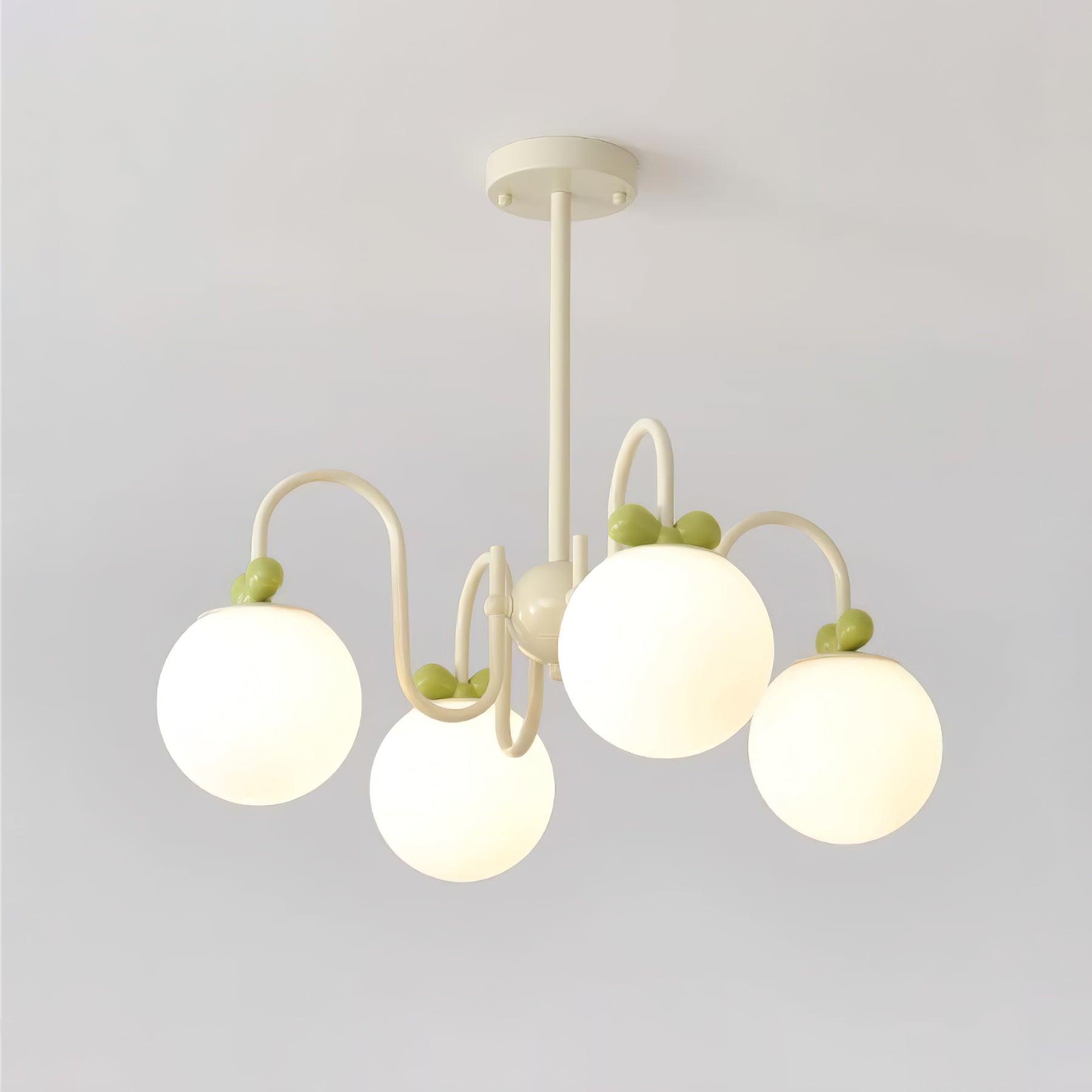 Cream Cherry Chandelier 4 heads ? 24.8″ x H 15.4″ / Dia 63cm x H 39cm / Creamy & White glass Chandelier