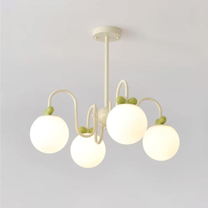 Cream Cherry Chandelier 4 heads ? 24.8″ x H 15.4″ / Dia 63cm x H 39cm / Creamy & White glass Chandelier