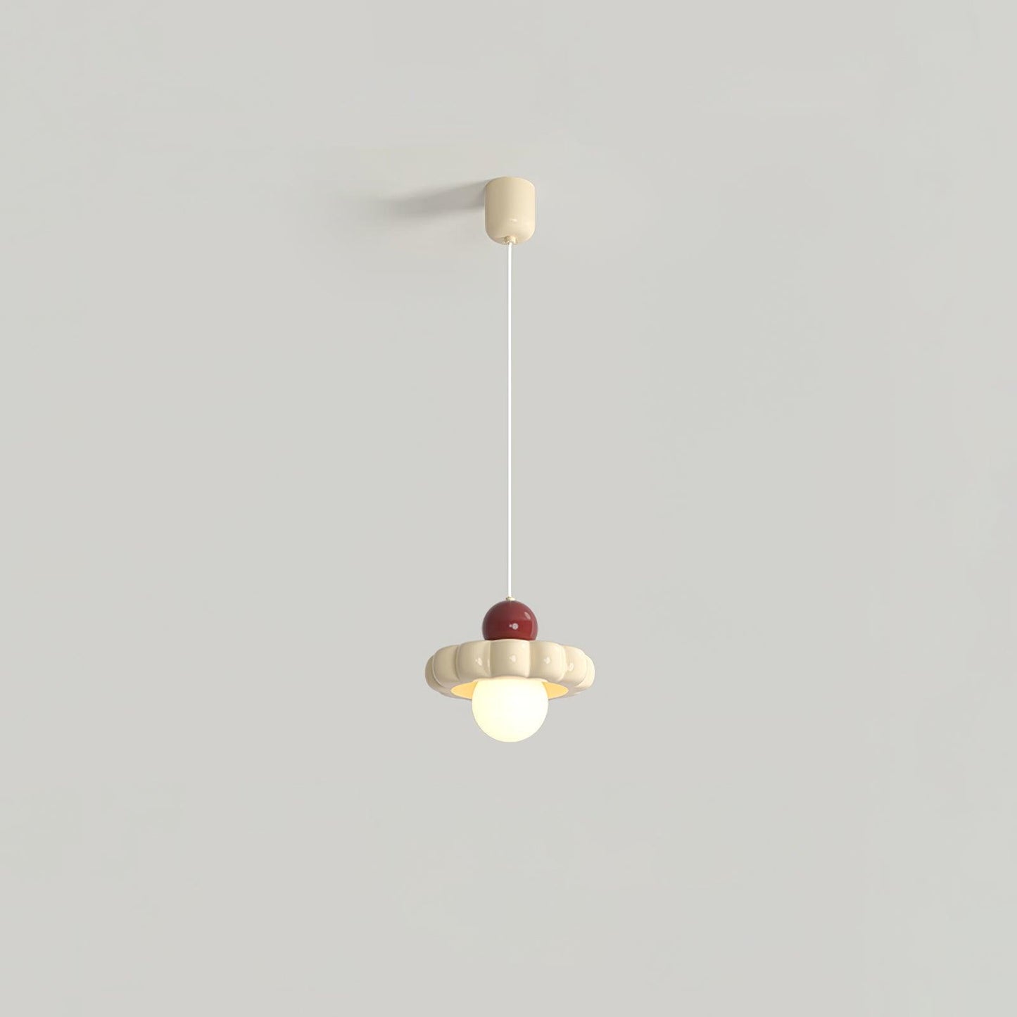 Cream Cloud Pendant Lamp Dia 7.3″ x H 4.3″ / Dia 18.5cm x H 11cm / Milk coffee + Wine red Pendant light