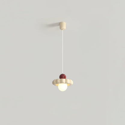 Cream Cloud Pendant Lamp Dia 7.3″ x H 4.3″ / Dia 18.5cm x H 11cm / Milk coffee + Wine red Pendant light