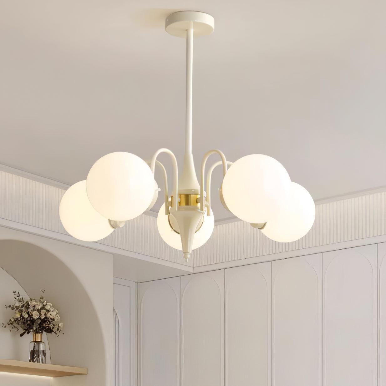 Cream Glass Ball Chandelier Chandelier