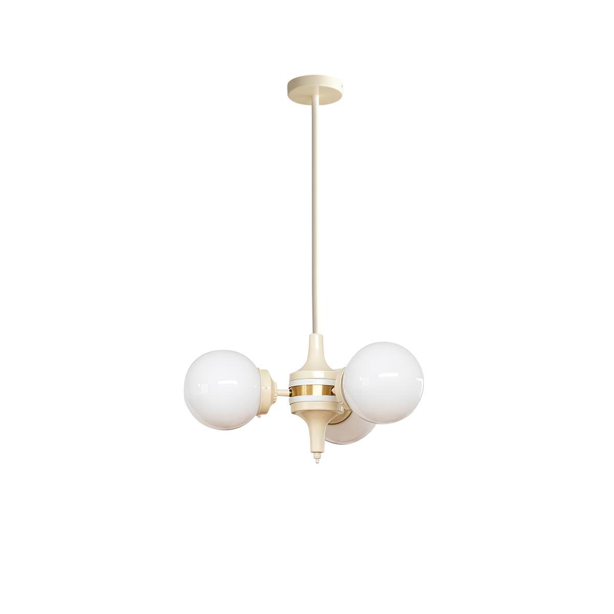 Cream Glass Ball Chandelier 3 lamps ? 19.7″ x H 9.8″ / Dia 50cm x H 25cm / Cream White Chandelier