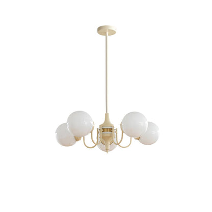 Cream Glass Ball Chandelier 5 lamps ? 25.6″ x H 9.8″ / Dia 65cm x H 25cm / Cream White Chandelier