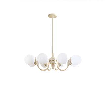Cream Glass Ball Chandelier 8 lamps ? 33.5″ x H 9.8″ / Dia 85cm x H 25cm / Cream White Chandelier