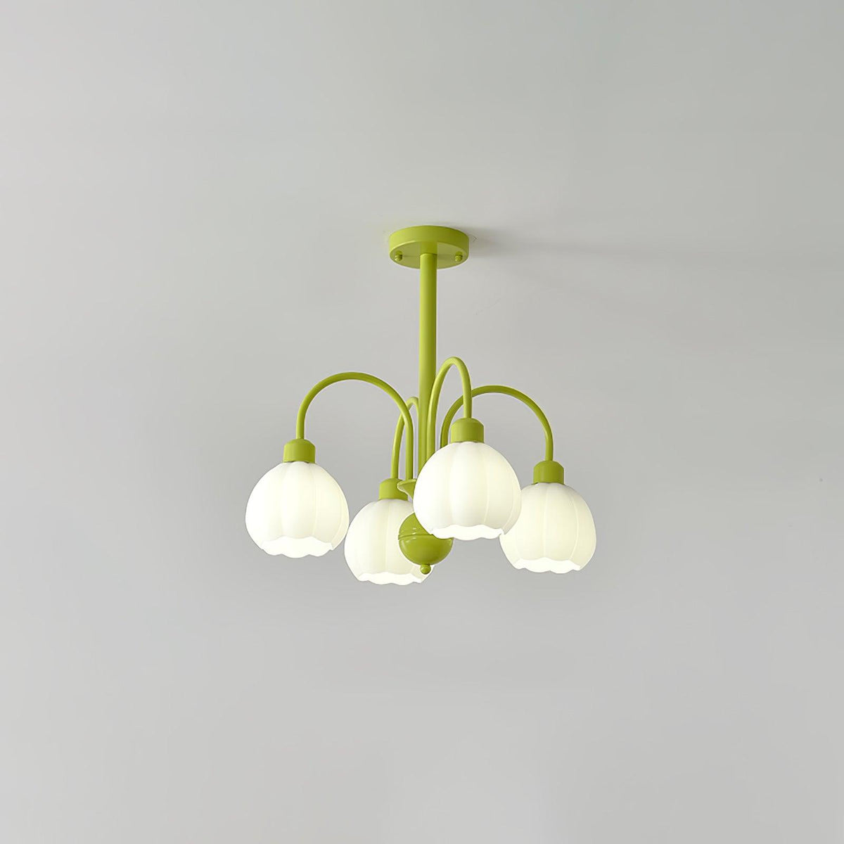 Cream Pumpkin Ball Chandelier 4 heads Dia 20.4″ x H 22.8″ / Dia 52cm x H 58cm / Green & White Chandelier