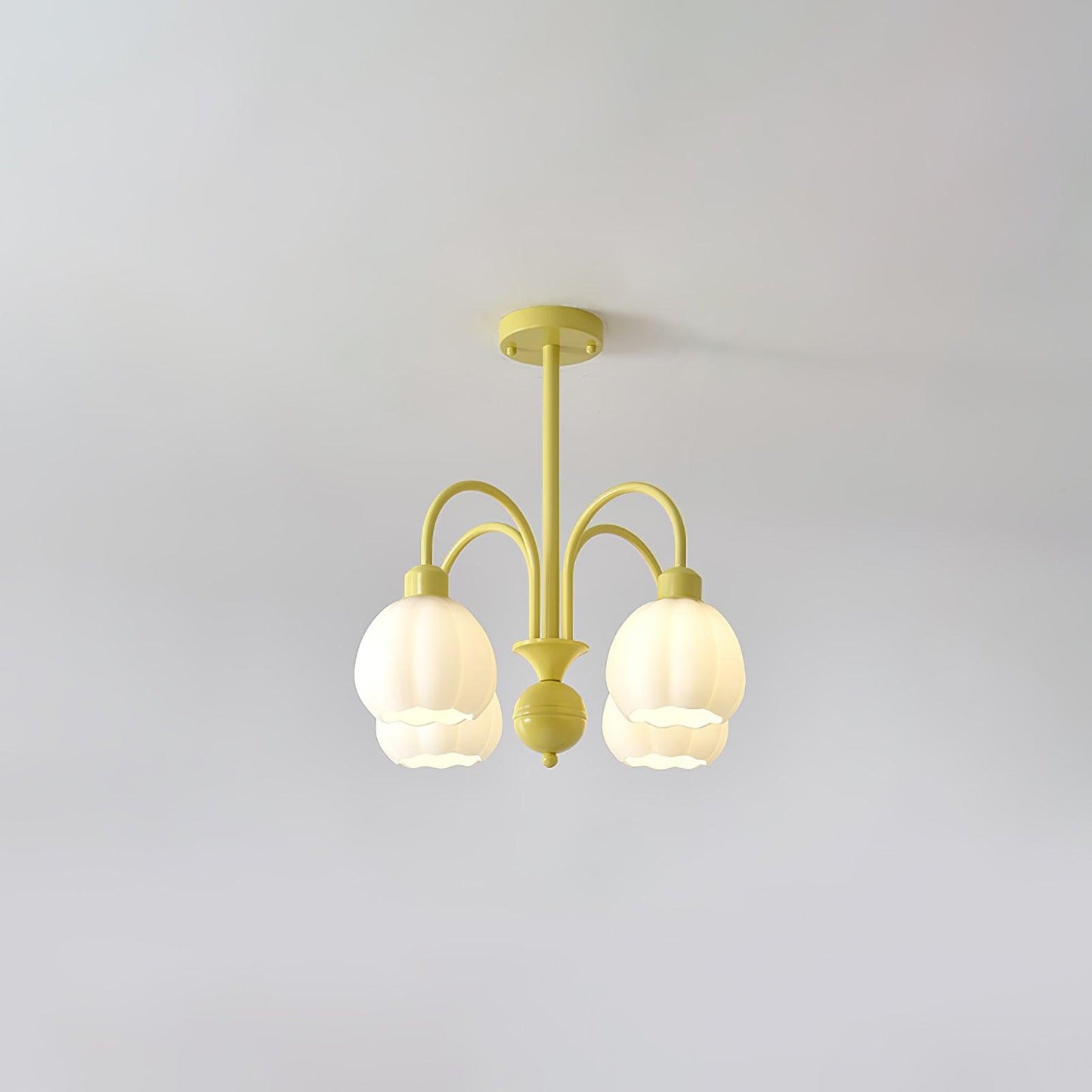 Cream Pumpkin Ball Chandelier 4 heads ? 20.4″ x H 22.8″ / Dia 52cm x H 58cm / Creamy yellow & White Chandelier