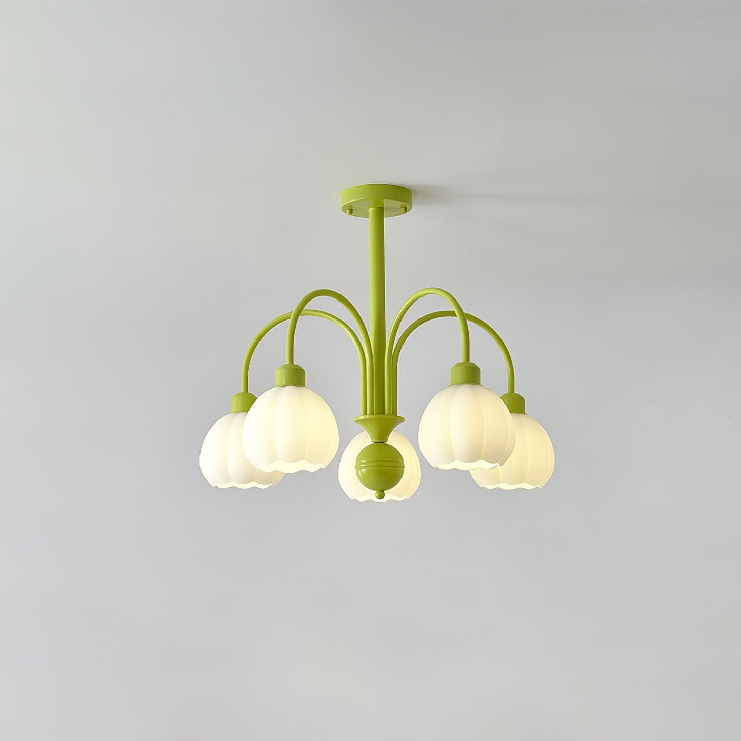 Cream Pumpkin Ball Chandelier 5 heads ? 24.4″ x H 22.8″ / Dia 62cm x H 58cm / Green & White Chandelier