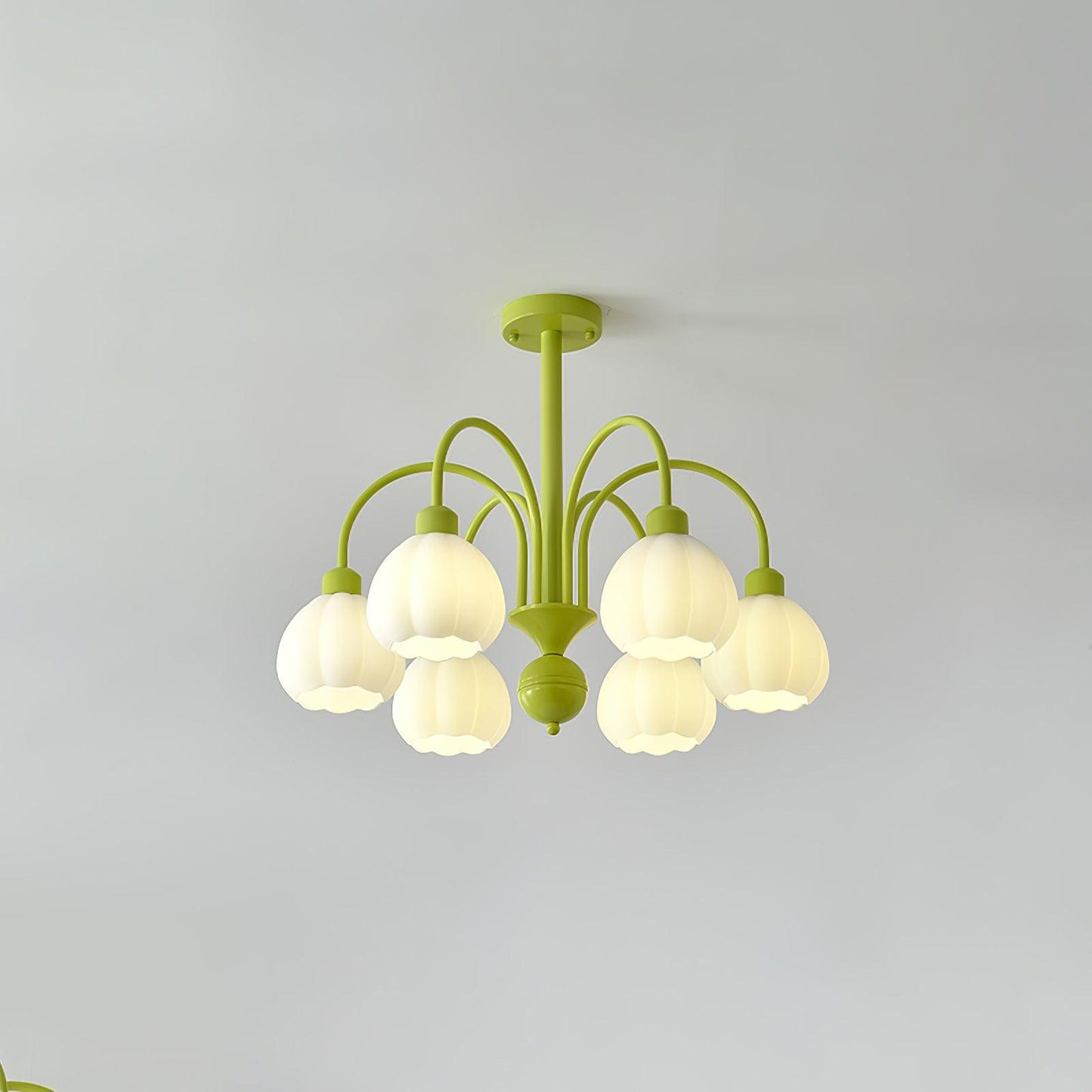 Cream Pumpkin Ball Chandelier 6 heads ? 24.4″ x H 22.8″ / Dia 62cm x H 58cm / Green & White Chandelier