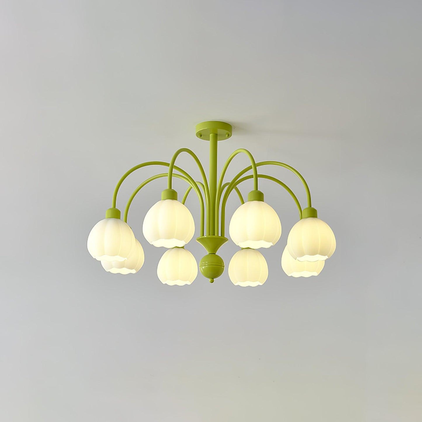 Cream Pumpkin Ball Chandelier 8 heads ? 31.4″ x H 22.8″ / Dia 80cm x H 58cm / Green & White Chandelier