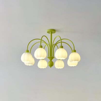 Cream Pumpkin Ball Chandelier 8 heads ? 31.4″ x H 22.8″ / Dia 80cm x H 58cm / Green & White Chandelier