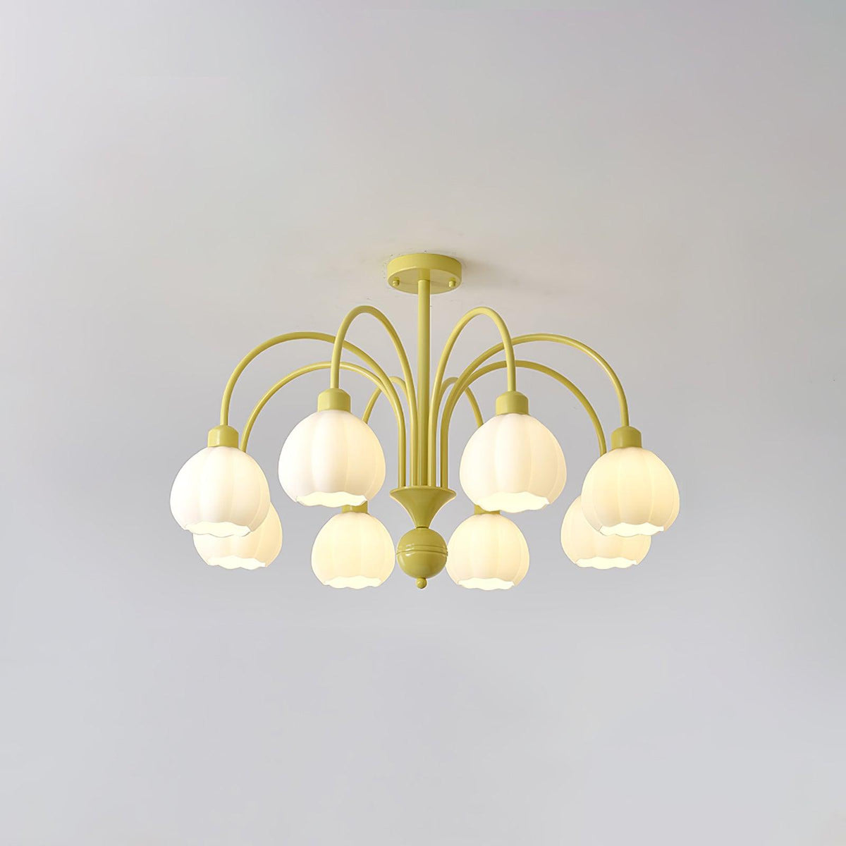 Cream Pumpkin Ball Chandelier 8 heads Dia 31.4″ x H 22.8″ / Dia 80cm x H 58cm / Creamy yellow & White Chandelier
