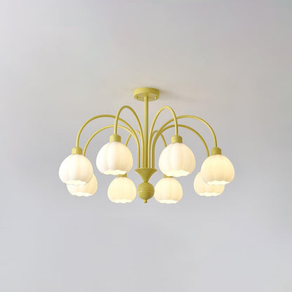 Cream Pumpkin Ball Chandelier 8 heads Dia 31.4″ x H 22.8″ / Dia 80cm x H 58cm / Creamy yellow & White Chandelier