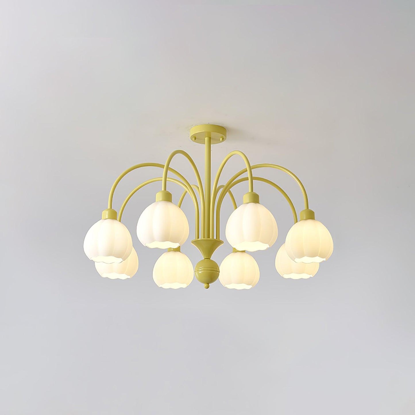Cream Pumpkin Ball Chandelier 8 heads ? 31.4″ x H 22.8″ / Dia 80cm x H 58cm / Creamy yellow & White Chandelier