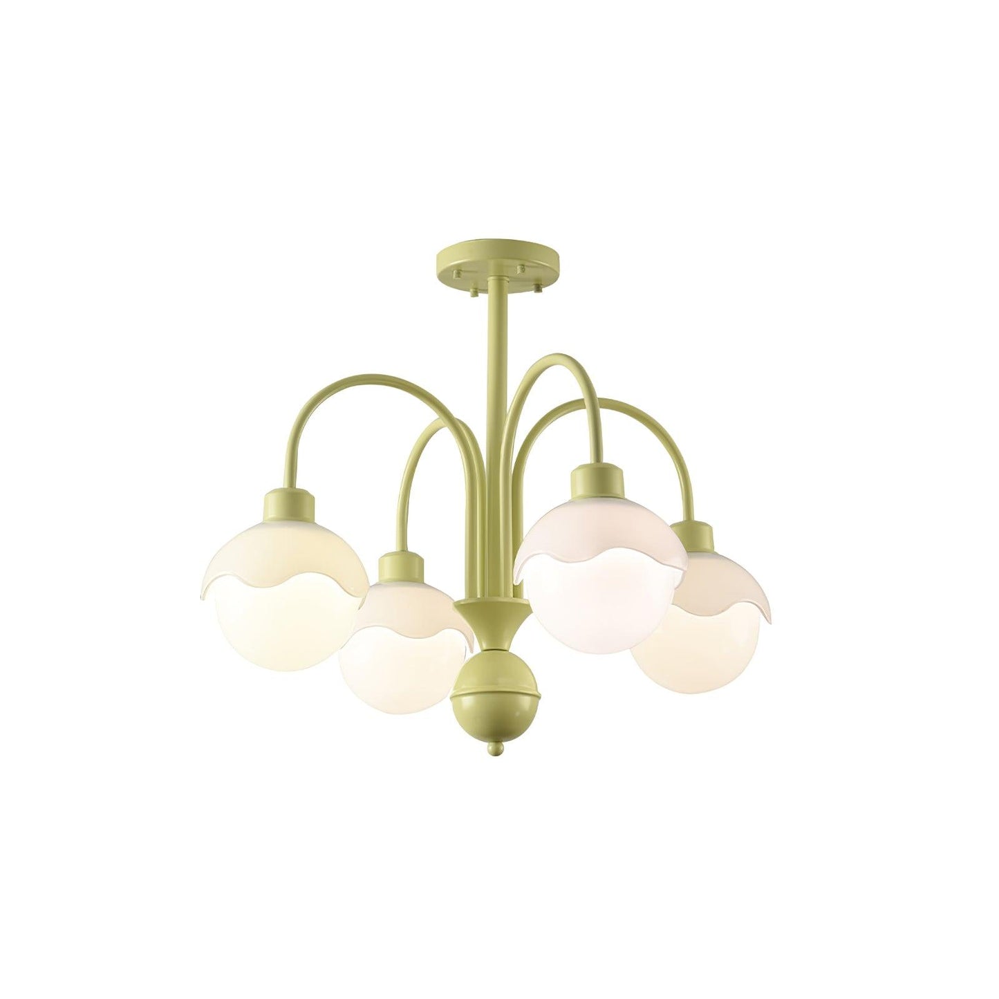 Creamy Lychee Matcha Chandelier 4 heads Dia 20.5″ x H 21.3″ / Dia 52cm x H 54cm / Matcha & White glass Chandelier