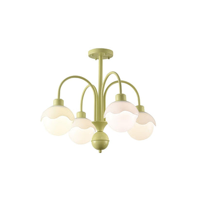 Creamy Lychee Matcha Chandelier 4 heads Dia 20.5″ x H 21.3″ / Dia 52cm x H 54cm / Matcha & White glass Chandelier