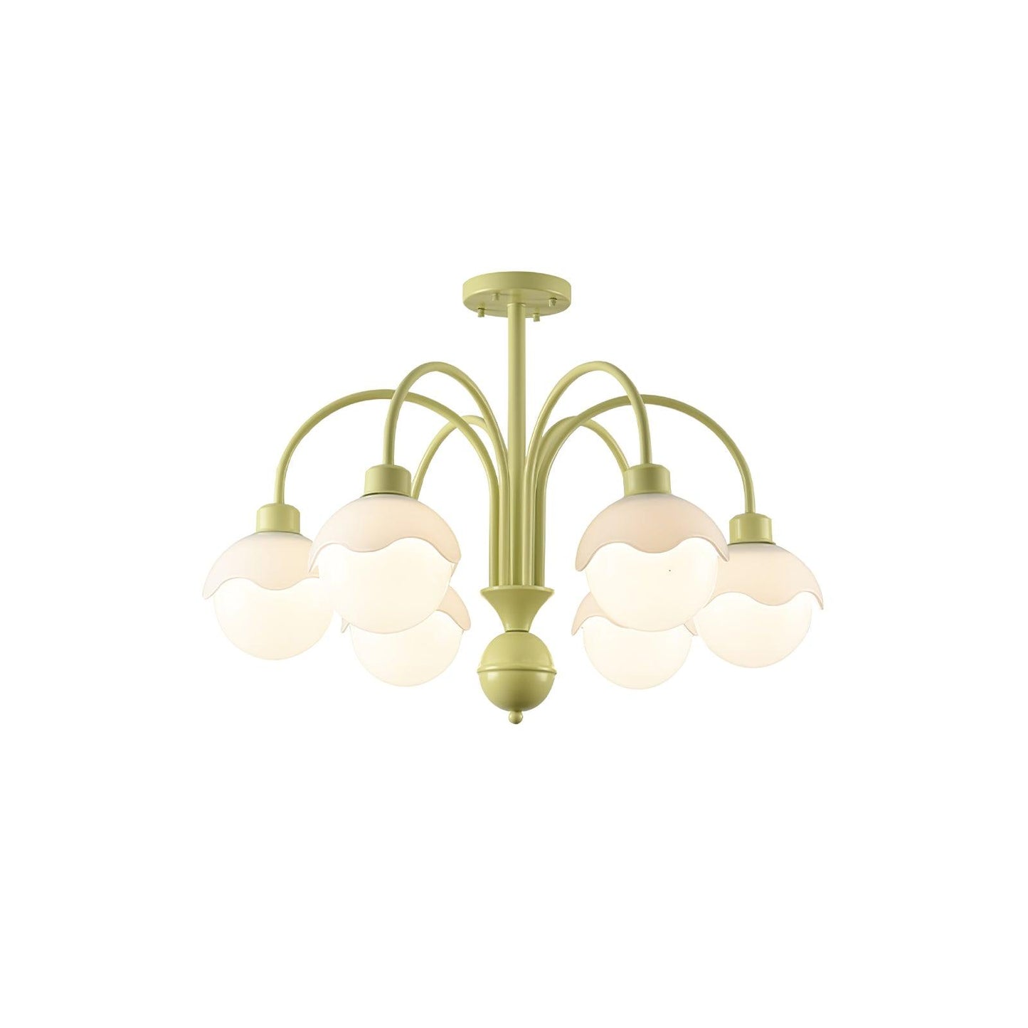 Creamy Lychee Matcha Chandelier 6 heads Dia 24.4″ x H 21.3″ / Dia 62cm x H 54cm / Matcha & White glass Chandelier