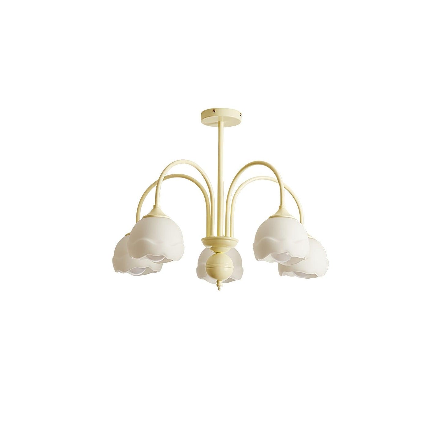 Creamy Glass Chandelier 5 heads ? 24.4″ x H 21.3″ / Dia 62cm x H 54cm / Creamy & White glass Chandelier