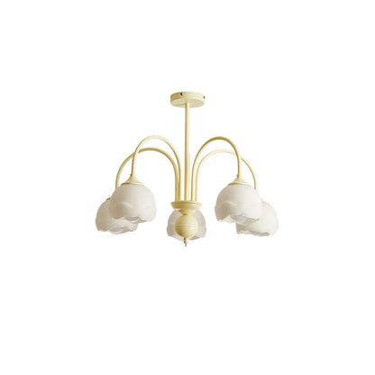 Creamy Glass Chandelier 5 heads ? 24.4″ x H 21.3″ / Dia 62cm x H 54cm / Creamy & White glass Chandelier