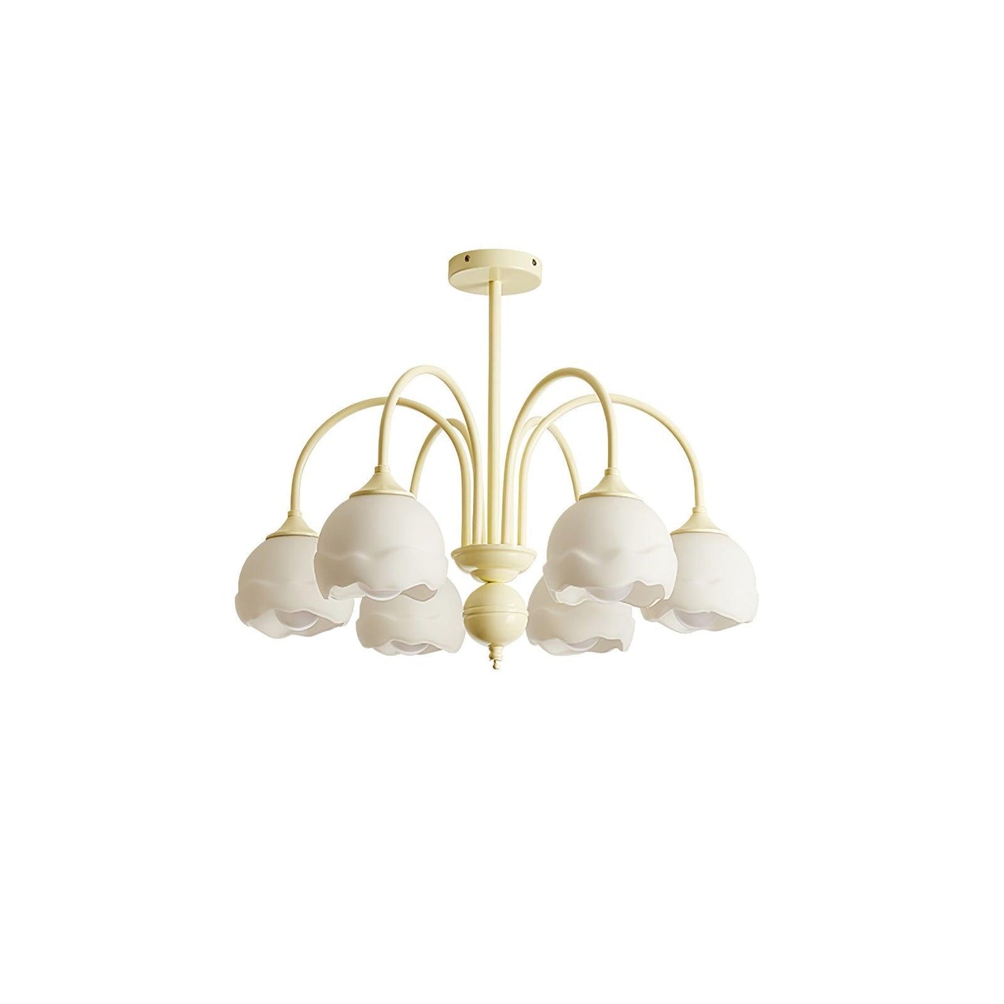Creamy Glass Chandelier 6 heads ? 24.4″ x H 21.3″ / Dia 62cm x H 54cm / Creamy & White glass Chandelier