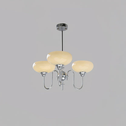 Creamy Persimmon Chandelier 3 Lamps Dia 26.8″ x H 18.1″ / Dia 68cm x H 46cm / Chrome & Creamy yellow Chandelier