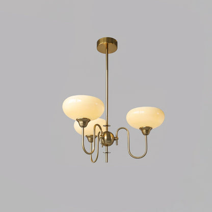 Creamy Persimmon Chandelier 3 Lamps Dia 26.8″ x H 18.1″ / Dia 68cm x H 46cm / Gold & Creamy yellow Chandelier