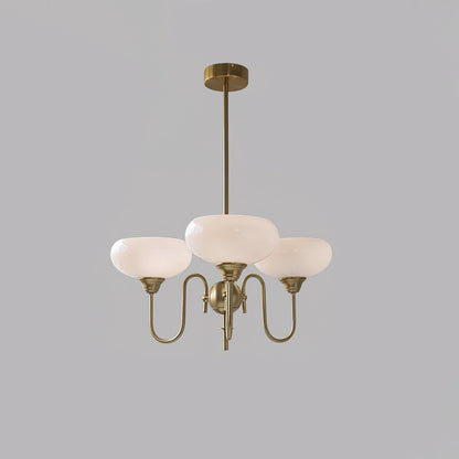 Creamy Persimmon Chandelier 3 Lamps Dia 26.8″ x H 18.1″ / Dia 68cm x H 46cm / Gold & Milk white Chandelier