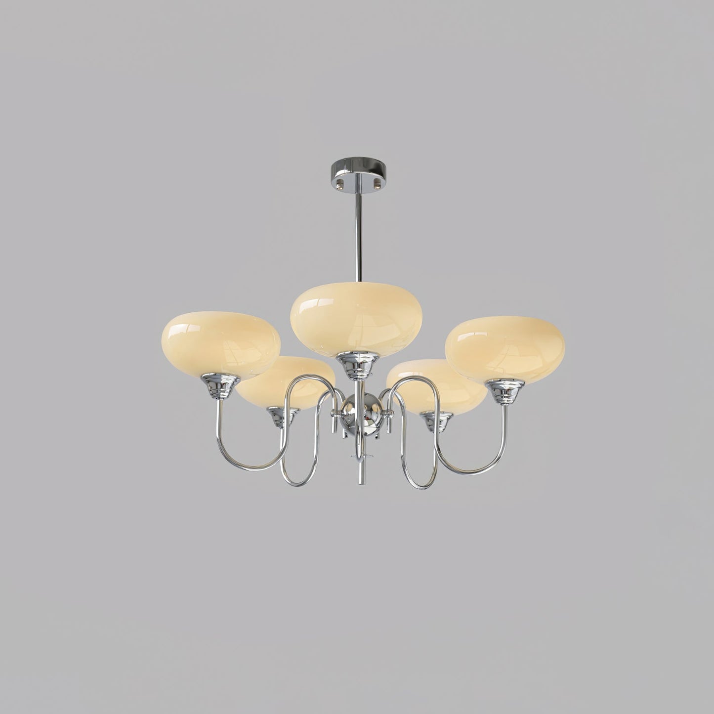 Creamy Persimmon Chandelier 5 Lamps Dia 27.6″ x H 18.1″ / Dia 70cm x H 46cm / Chrome & Creamy yellow Chandelier