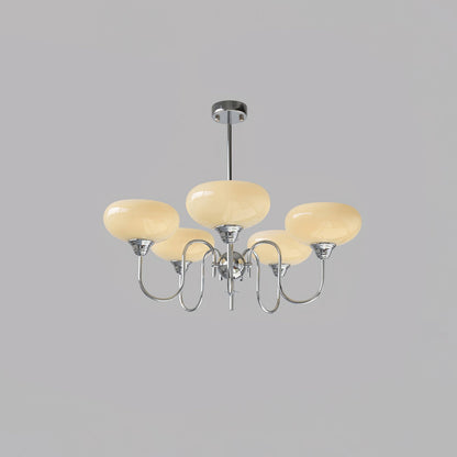 Creamy Persimmon Chandelier 5 Lamps Dia 27.6″ x H 18.1″ / Dia 70cm x H 46cm / Chrome & Creamy yellow Chandelier