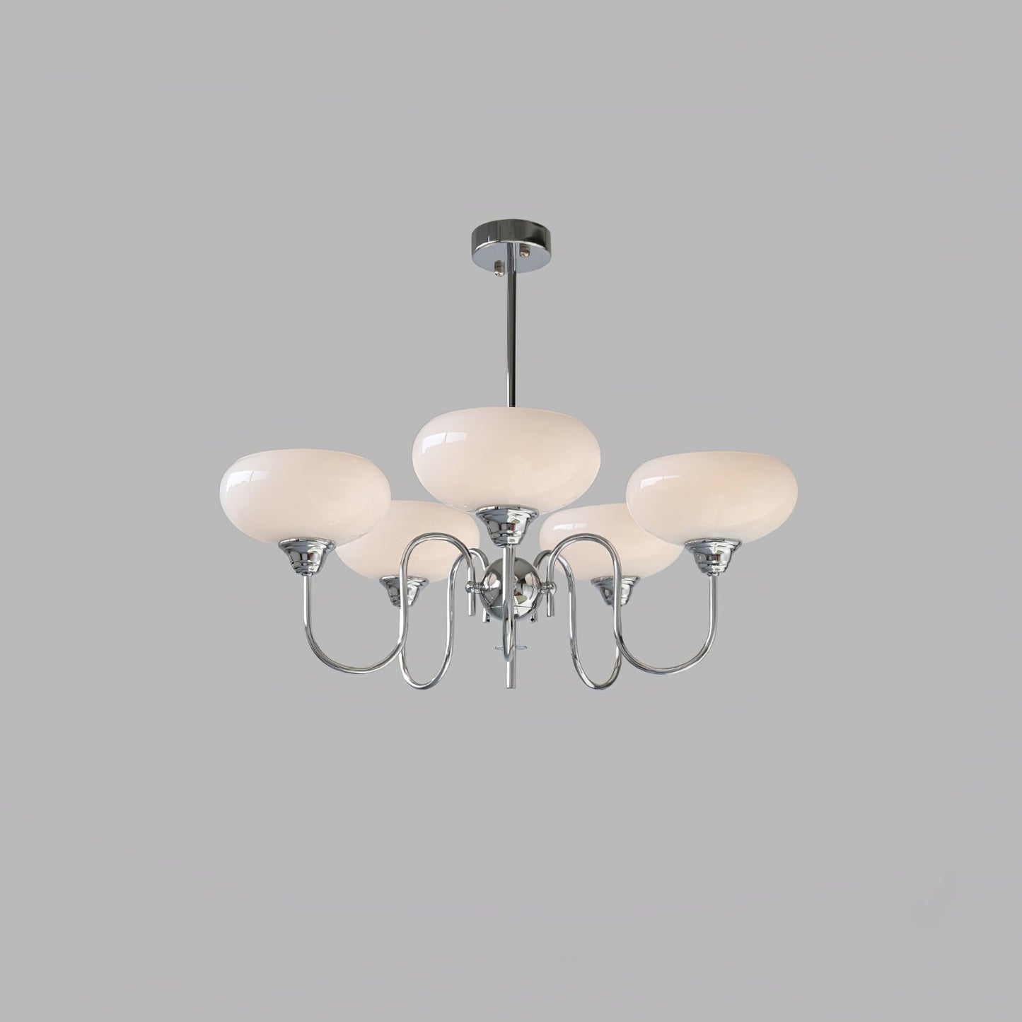 Creamy Persimmon Chandelier 5 Lamps Dia 27.6″ x H 18.1″ / Dia 70cm x H 46cm / Chrome & Milk white Chandelier